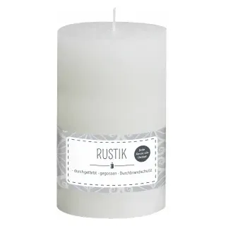 Mein Moment Rustik Stumpenkerze, Hochwertige Tischkerze mit Durchbrandschutz, 1 Stück, 70 x 130 mm, weiß