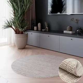 OTTO home Teppich "Vals" rund 7 mm Höhe Uni Farben, meliert, Sisal-Optik, auch in rechteckig erhältlich, beige, weiß