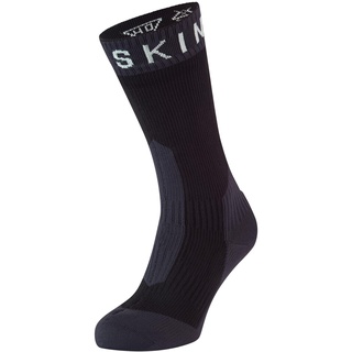 SealSkinz Unisex Waterproof Extreme Cold Weather Mid Length Sock, Black Grey White, XL EU, 11100067090, schwarz/Grau