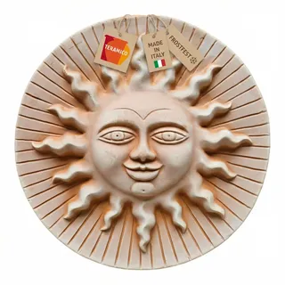 Terrakotta Wandbild Sonne 30cm – Frostfeste Gartendeko - Braun