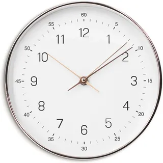 Wall-Art Wanduhr Modern Ø 25 cm Weiß und Roségold-Optik