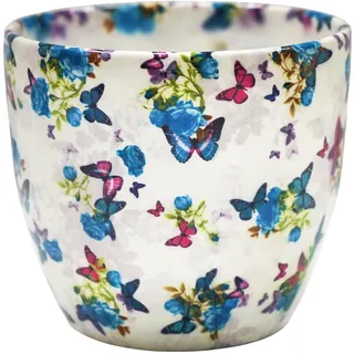 Ivyline Pflanzgefäß, Keramik, Blau, H 15,5 cm x T 15,5 cm