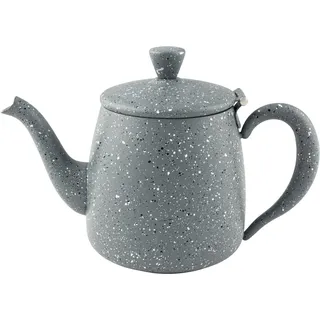 Café Olé PT-048GG Erstklassige Premium 48oz 1.35L Teekanne aus hochwertigem Edelstahl – Grau Granit, Tropffreies Ausgieβen, Hohle Griffen & Klappdeckel, 1.35 liters