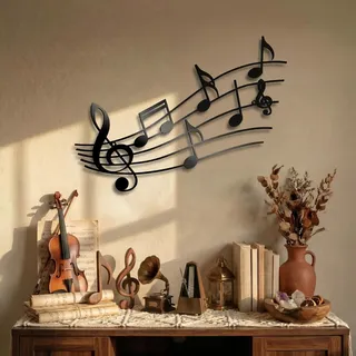 zhengmy Musiknoten Wanddekoration Metall Musik Noten Wandkunst Musik Thema Note Dekor Vintage Hängende Wandschild Metallschild Wandaufhängung Heimdekoration Wanddekoration für Wohnzimmer Schlafzimmer Veranda