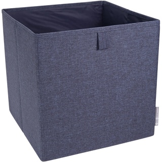 Bigso Box of Sweden Würfelbox für das Regal oder den Schrank – große Aufbewahrungsbox für Kleidung, Spielsachen, Bürobedarf usw. – Faltbare Regalbox aus Polyester und Karton – blau