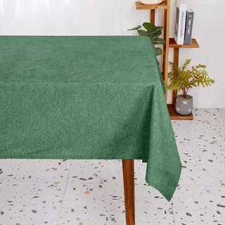 Deconovo Tischdecke Abwaschbar Wasserabweisende Tischdecken Esszimmer Lotuseffekt Tischwäsche Tischschutz pflegeleicht Tischtuch für Esstisch Küche Garten Wohnzimmer, 300x140 cm, Dunkelgrün, 1 Stück