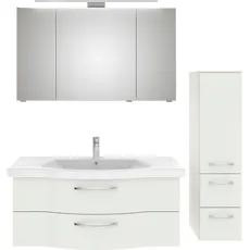 Bild von Badmöbel-Set »6005 Sprint 3-teilig, Keramik-Waschtisch mit LED-Spiegelschrank«, (4 St.), Midischrank, inkl. Türdämpfer, 4 Türen, 4 Schubladen, Bad-Set, weiß