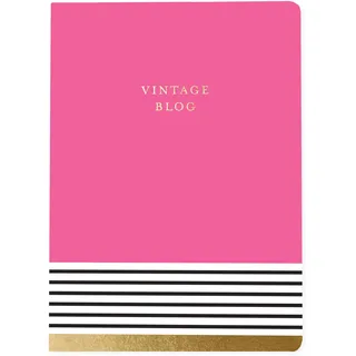 Graphique Notizbuch mit weichem Einband, Vintage Blog" Design, 200 linierte Seiten, verziert mit Goldfolie, 15,2 x 21 x 12,7 cm, langlebiges Notizbuch für Notizen, Listen, Rezepte und mehr