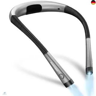 Glocusent Leselampe Hals, 3 Farben, 6 Helligkeitsstufen, 80 Std. Akku, Flexibel