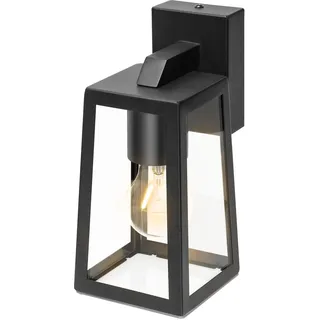 Kerry Wandleuchte aussen, Wandlampe aus Aluminium Druckguss in Schwarz und klarem PC, Modern Terrassenbeleuchtung, IP44 Wasserdicht Außen Wandleuchte, E27 (ohne Leuchtmittel) 1-Packung
