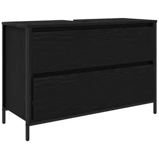 vidaXL Waschbeckenunterschrank mit Schubladen Schwarz Eichen-Optik - Schwarz