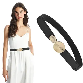 COYUN Damen Elastische gürtel,Damen Breiter Gürtel für Kleid Elastischer Taillengürtel Schwarz Mode Hüftgürtel für Damen mit Goldene Schnalle für Kleid Jeans Hosen