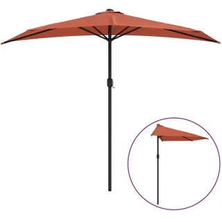 vidaXL Balkon-Sonnenschirm Alu-Mast Terrakotta 270x144x222cm Halbrund - Braun