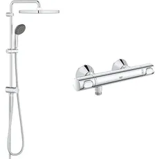 GROHE Vitalio Start System 250 Cube Flex - Duschsystem mit Umstellung & Precision Flow - Thermostat-Brausebatterie, chrom, 34840000