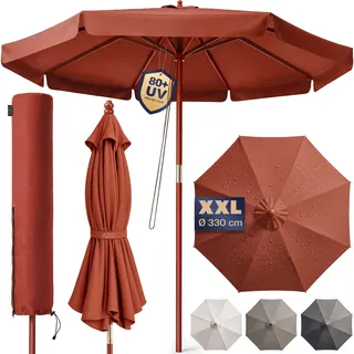 Sonnenschirm Terrakotta Holz Ø330cm UV-Schutz 80+