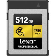 Lexar Professional GOLD-Serie CFexpress Karte 512GB, Typ B CF Karte, bis zu 1750 MB/s Lesen, Nehmen Sie PCIe 3.0 und NVMe, Speicherkarte für professionelle Fotografen, Videofilmer (LCXEXPR512G-RNENG)