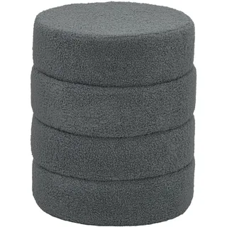 Homcom Sitzhocker, Fußhocker, Runder Polsterhocker, Fußstütze mit Sitzkissen, für Wohnzimmer, Schlafzimmer, Dunkelgrau, Ø40 x 45 cm