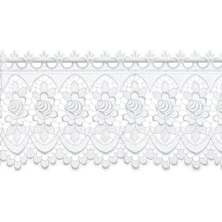 Plauener Spitze by Modespitze, Store Bistro Gardine Scheibengardine mit Stangendurchzug, hochwertige Stickerei, Höhe 32 cm, Breite 176 cm, Weiß