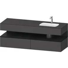 Duravit Qatego Einbauwaschtisch mit Konsolenwaschtischunterbau, 1600x550x600mm, Nische Eiche Schwarz, Becken rechts, QA4796016, Farbe: Graphit Matt/mit Nischenbeleuchtung