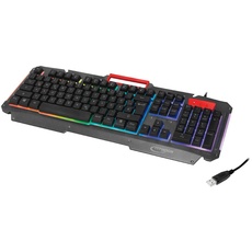 Typhoon TI022 - Gaming Tastatur mit Regenbogen-Hintergrundbeleuchtung und abnehmbaren Tasten (104 Tasten) für Windows/MAC OS/Linux, Schwarz