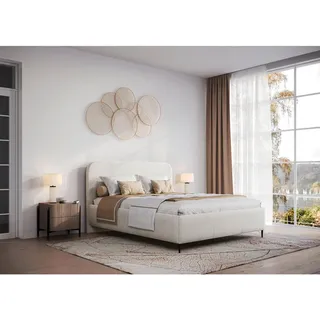 Mid.you Polsterbett , Weiß , Holz, Metall , 140x200 cm , Bettkasten, Lattenrost, gepolstertes Kopfteil , Schlafzimmer, Betten, Polsterbetten