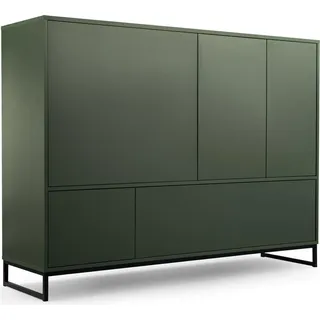 Kommode Genua mit 5 Türen, Sideboard in Farbe: Grün, Schrank in Größe: 160 x 120 x 45 cm - Grün