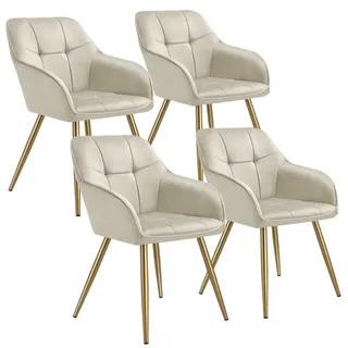 Tectake Esszimmerstuhl Marilyn Polyester creme/gold