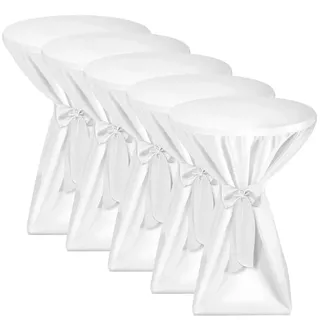 Beautissu Tischhusse Premium Weiß Ø 70 cm
