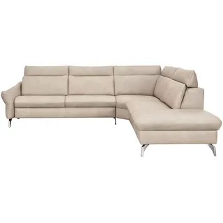 Himolla Komfortklass Ecksofa , Creme , Leder , Echtleder , Rindleder , L-Form, Ottomane rechts , 294x242 cm , Blauer Engel, Goldenes M, Emas , erweiterbar, Typenauswahl, Fußauswahl, Lederauswahl, Stoffauswahl, planbar , Wohnzimmer, Sofas & Couches, Wohnlandschaften, Ecksofas