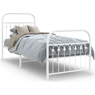 vidaXL Bettgestell mit Kopf- und Fußteil Metall Weiß 80x200 cm - Weiß