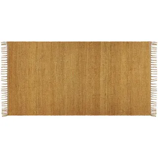 Beliani Kurzflor-Teppich Lunia 150/80 cm , Gelb , Naturmaterialen , Rechteckig , 80x150 cm , Teppiche und Böden, Teppiche, Orientteppiche