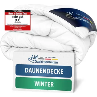 DormiGood | Premium Daunendecke 155x220 cm | Winterdecke | 100% Daunen (1140g) | Bettdecke | 155x220 | Winterbett | Winter | Warm | Dick | Nomite... | Weiß