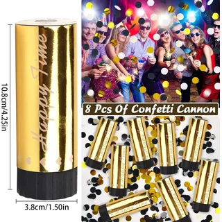 8 Stück biologisch abbaubare Konfetti-Popper - Festpapierkanonen für Hochzeiten - Gold