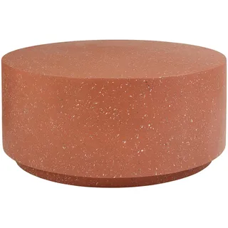 Beliani Garten Beistelltisch Beton hellrot Terrazzo Optik rund 90 cm Trezzo , Stein , Rund , 90x41x90 cm , Wohnzimmer, Wohnzimmertische, Couchtische