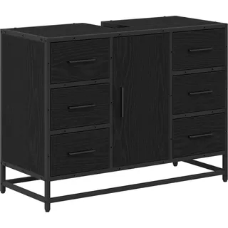 vidaXL Badezimmerschrank mit Tür Schwarz Eichen-Optik 80 x 33 x 60 cm - Schwarz