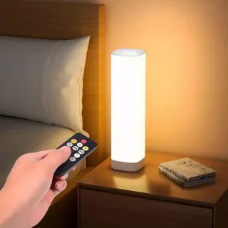 Semlos Led Tischlampe für Schlafzimmer, Lesen Nachtlicht mit 3 Farben und 10 dimmbare Helligkeit, Nachttischlampe Touch mit Fernbedienung, Schreibtischlampe für Nachttisch, Betten und Büro