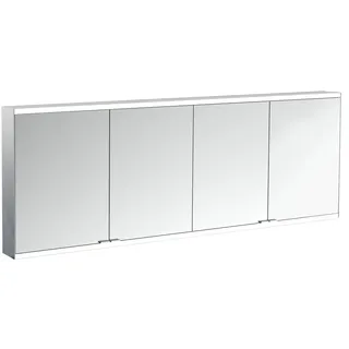 emco prime 2 Lichtspiegelschrank, 1800 mm, 4 Türen, mit verspiegelten Seitenwänden, Aufputzmodell, 949706364, Farbe: aluminium/weiss