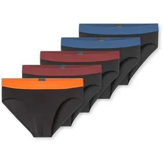 SCHIESSER Slip 5er Pack Schwarz / Rot / Orange XL
