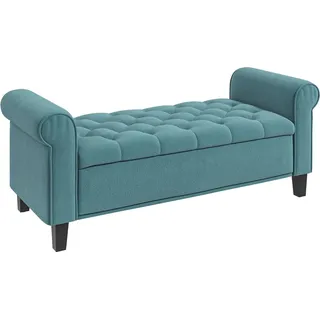 Polsterbank, Bettbank, Sitzbank In Samtoptik, Flurbank Mit Stauraum Für Schlafzimmer, Bis 120 Kg Belastbar, Grün, 126 X 48,5 X 47 Cm - Grün