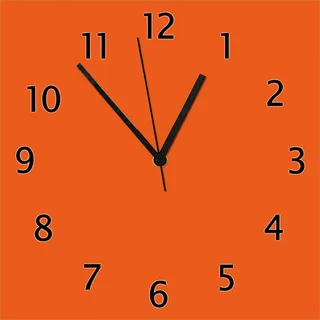 Wallario Design Wanduhr Orange aus Echtglas, Größe 30 x 30 cm - Orange