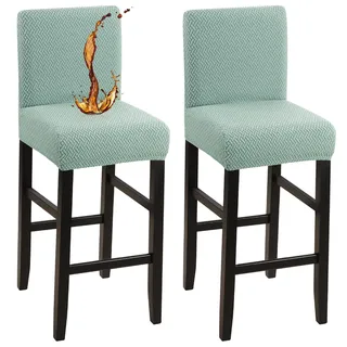 YISUN Wasserdicht Barhocker Bezüge Stuhlhussen Stretch Barhocker Bezug mit Rückenlehne, Abnehmbarer Waschbarer Stuhlhussen Barhockerbezüge für Kurze Drehstuhl Esszimmerstuhl Bar Hocker(2er Set)