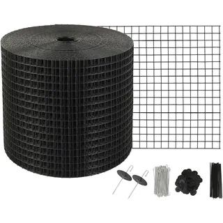 Vevor Vogelschutz für Solarmodule, 15,2 cm x 30,4 m, Taubenabwehr Solaranlagengitter mit 60 Edelstahl-Verschlüssen, Solarmodul-Schutz mit rostfreier PVC-Beschichtung, 12 mm Drahtrollengeflecht