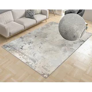 OTTO home Teppich "Hamar" rechteckig 8 mm Höhe weiche Haptik, Marmor-Optik, modernes Design, Wohnzimmer, hellgrau