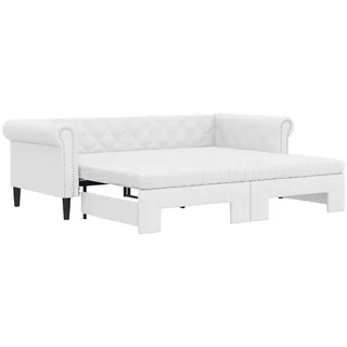 vidaXL Tagesbett Ausziehbar mit Matratzen Weiß 90x200 cm Kunstleder - Weiß