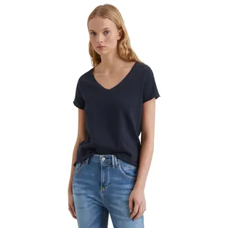Marc O'Polo Denim Damen, T-Shirt aus Bio-Baumwolle mit V-Ausschnitt, blau (Scandinavian Blue), (B41238551135)