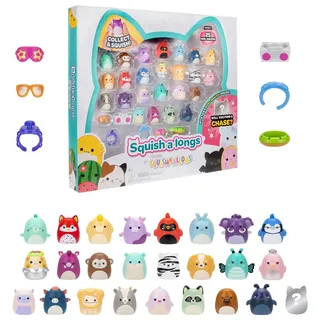 squish-a-longs SQAL0034-25er Pack, enthält 25x 2.5 cm Mini-Squish, 5X Zubehörteile, 1x Ring & 1x Sammlerhandbuch - inkl. 2 Chase-Figuren - Sammeln, Tauschen, Spielen