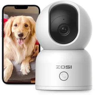 ZOSI 2K WLAN Überwachungskamera Innen, 360° Schwenkbare Kamera Indoor für Baby, 2,4/5Ghz WiFi, KI Personenerkennung, Auto-Tracking, One-Touch-Call, C518