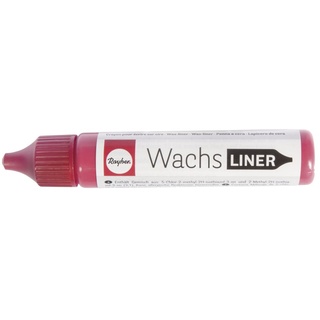 Rayher 31500287 Wachs-Liner, rot, Flasche 30 ml, zum Kerzen bemalen, Wachsstift, Flüssigwachs zum Malen direkt aus der Flasche, Klassikrot