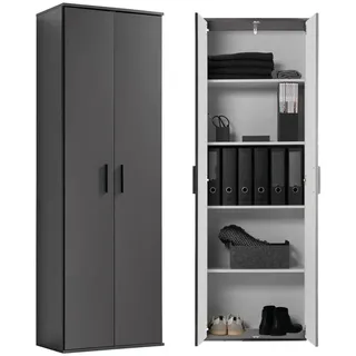 mokebo Mehrzweckschrank Der Lange , Schwarz , Holzwerkstoff , 4 Fächer , 60x180x34 cm , Waschküche, Mehrzweckschränke
