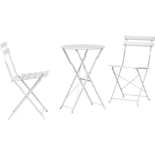 vidaXL Klapp Bistro Set 3 pcs Weiß Stahl - Weiß
